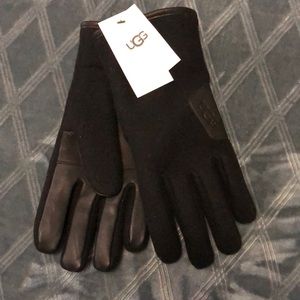 Mens leather and fabric gloves